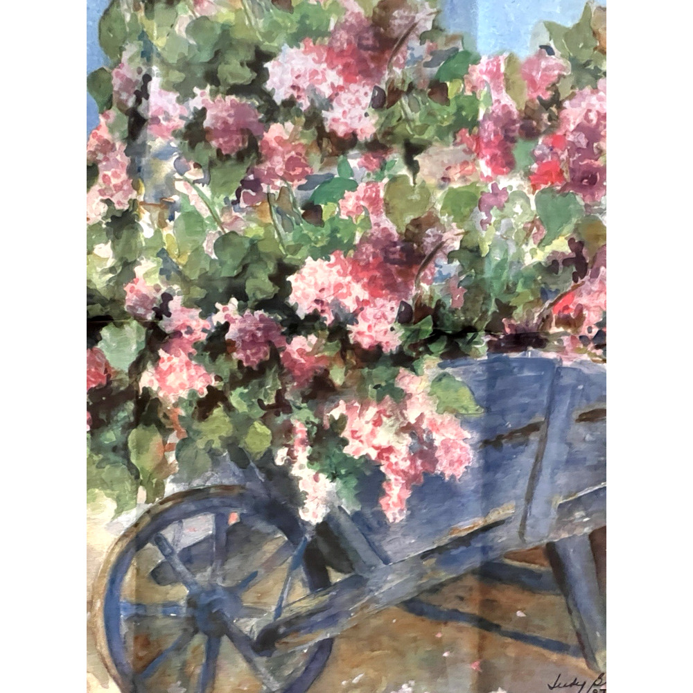 Vtg NEW Signed Toland House Large Flag Lilac Harvest Flowers USA 36" x 24"